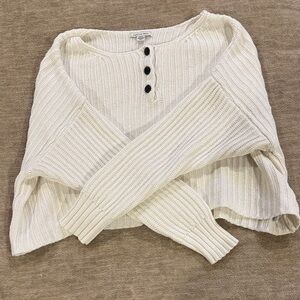 American Eagle Outfitters Ivory Buttoned  Afro Top Sweater